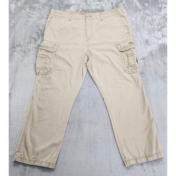 Union Bay Pants Mens 42X30 Tan Survivor Cargo Pockets Cotton Outdoors Workwear - Picture 1 of 13